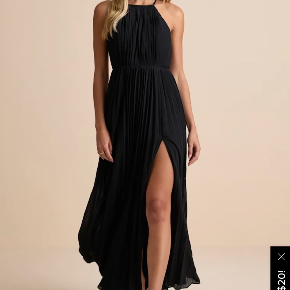 Lulus Rylie Black Pleated Backless Maxi Dress - Size L